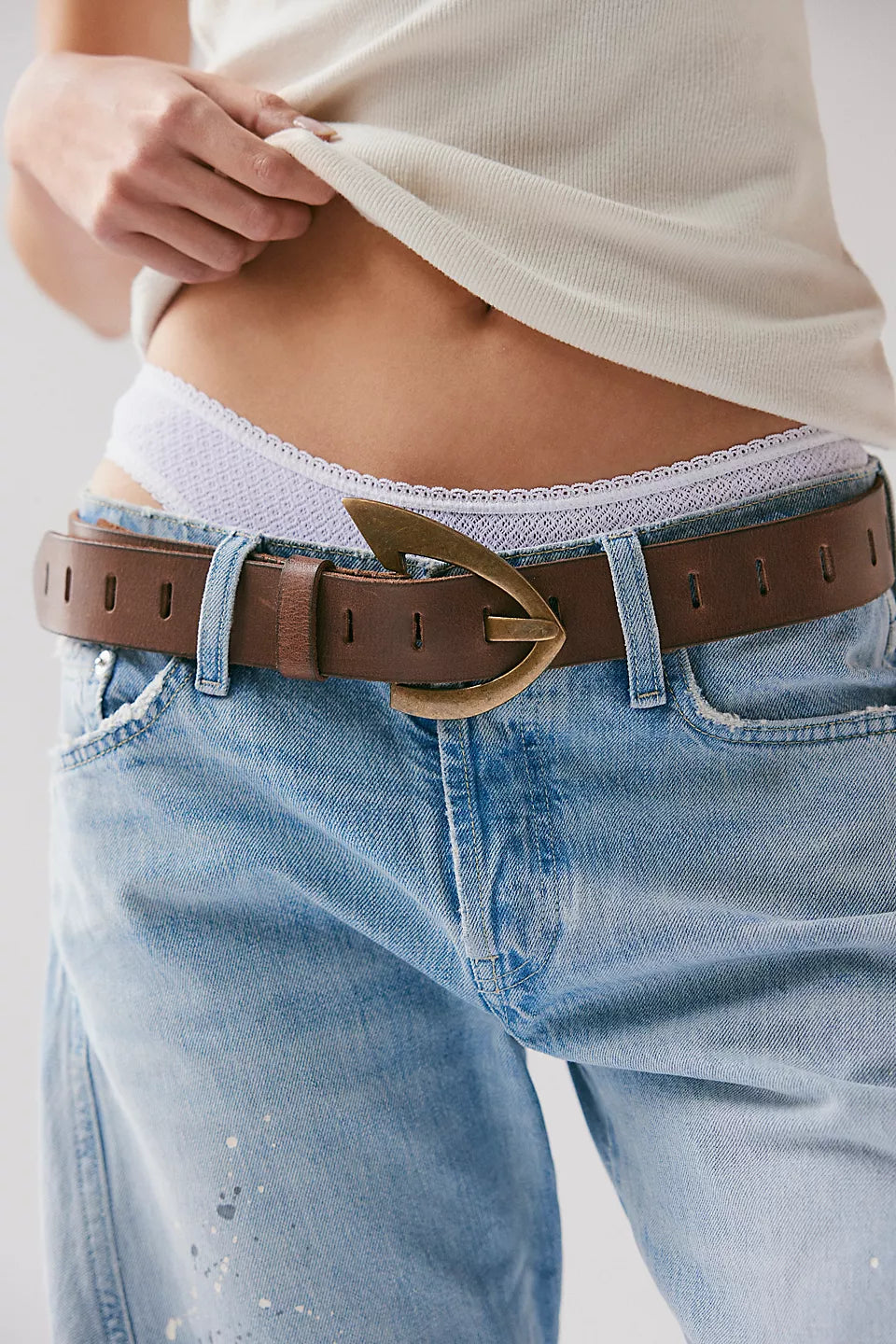 FREE PEOPLE NOA LEATHER BELT - COGNAC