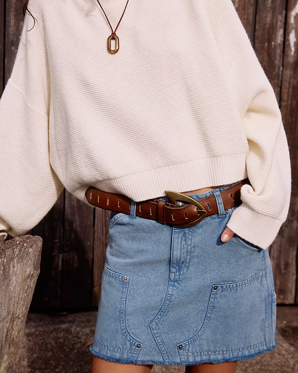 FREE PEOPLE NOA LEATHER BELT - COGNAC