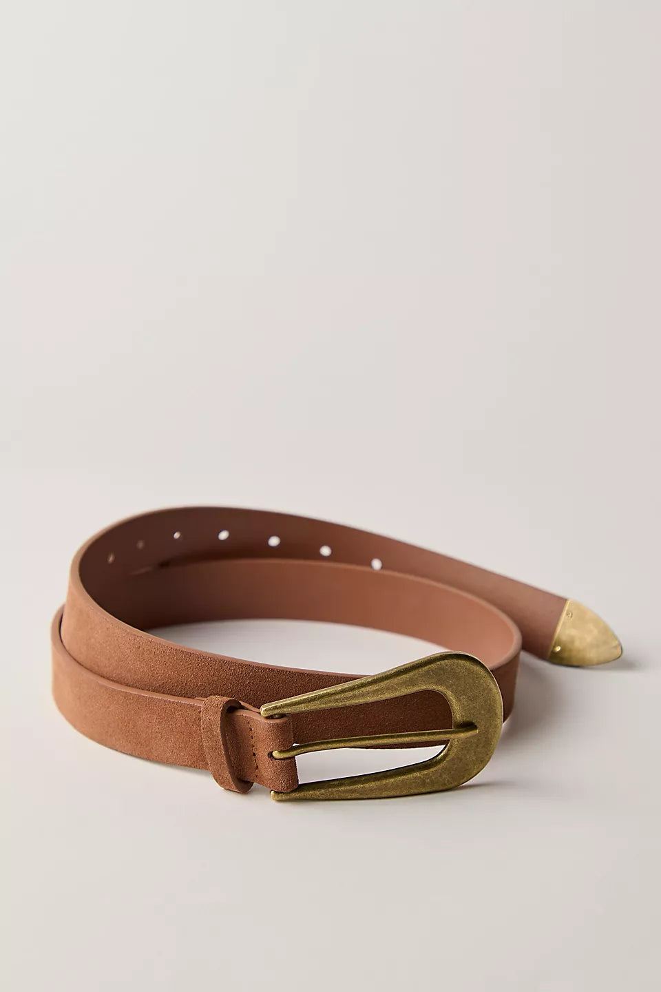 FREE PEOPLE CANNON SUEDE BELT - COGNAC