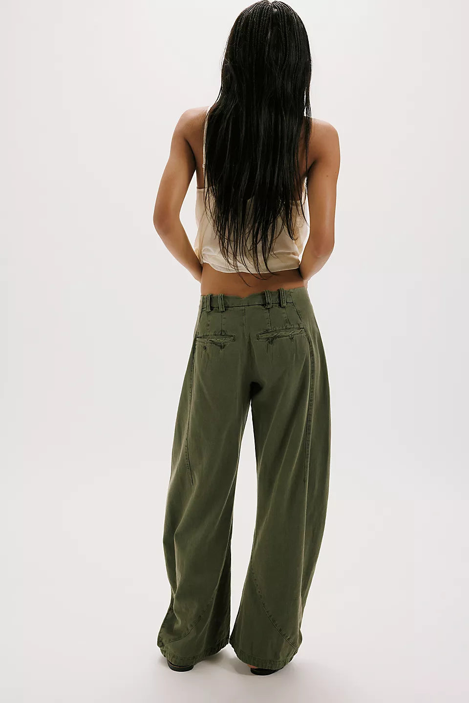 FREE PEOPLE SPOTLIGHT WASHED TROUSER - DUSTY OLIVE