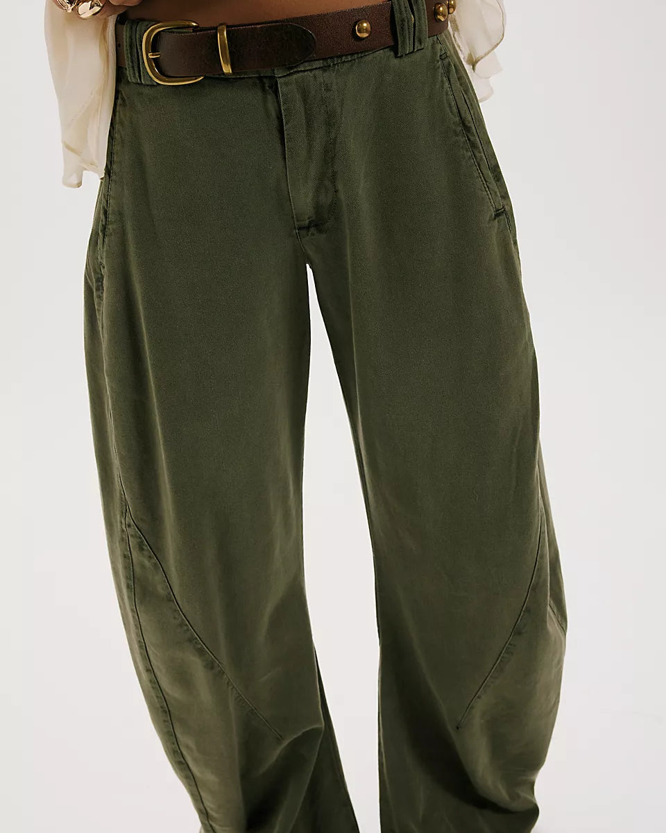 FREE PEOPLE SPOTLIGHT WASHED TROUSER - DUSTY OLIVE