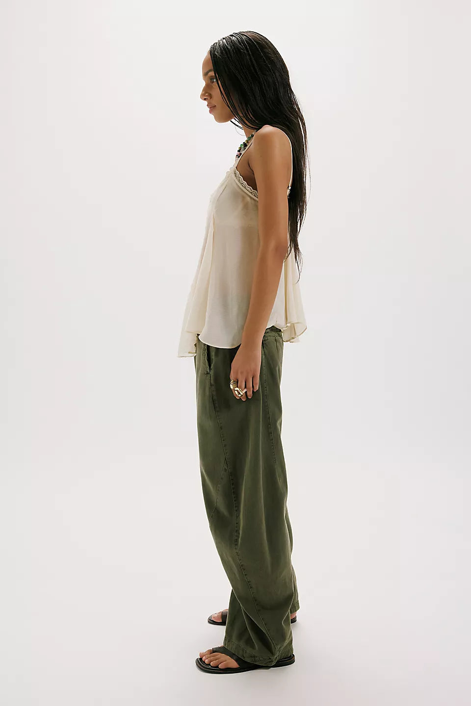 FREE PEOPLE SPOTLIGHT WASHED TROUSER - DUSTY OLIVE
