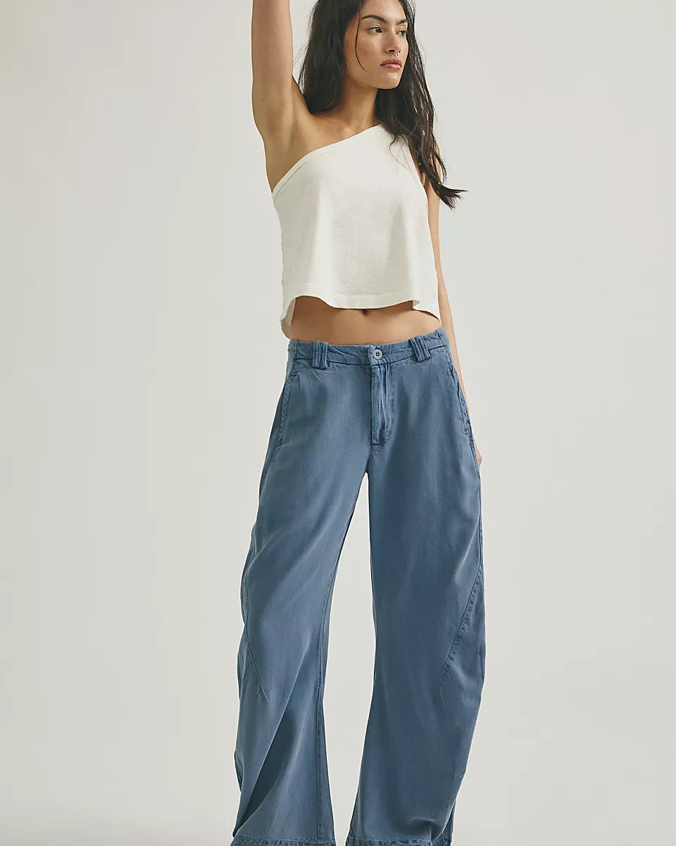 FREE PEOPLE SPOTLIGHT WASHED TROUSER - FLINTSTONE