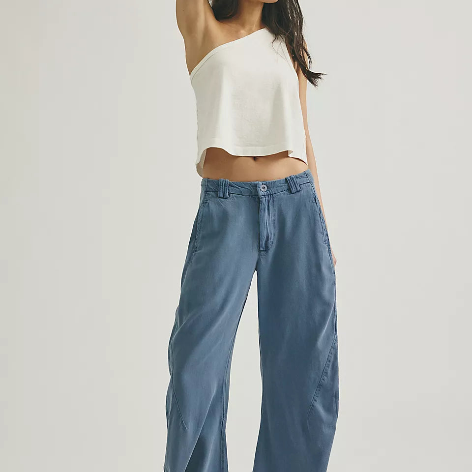 FREE PEOPLE SPOTLIGHT WASHED TROUSER - FLINTSTONE