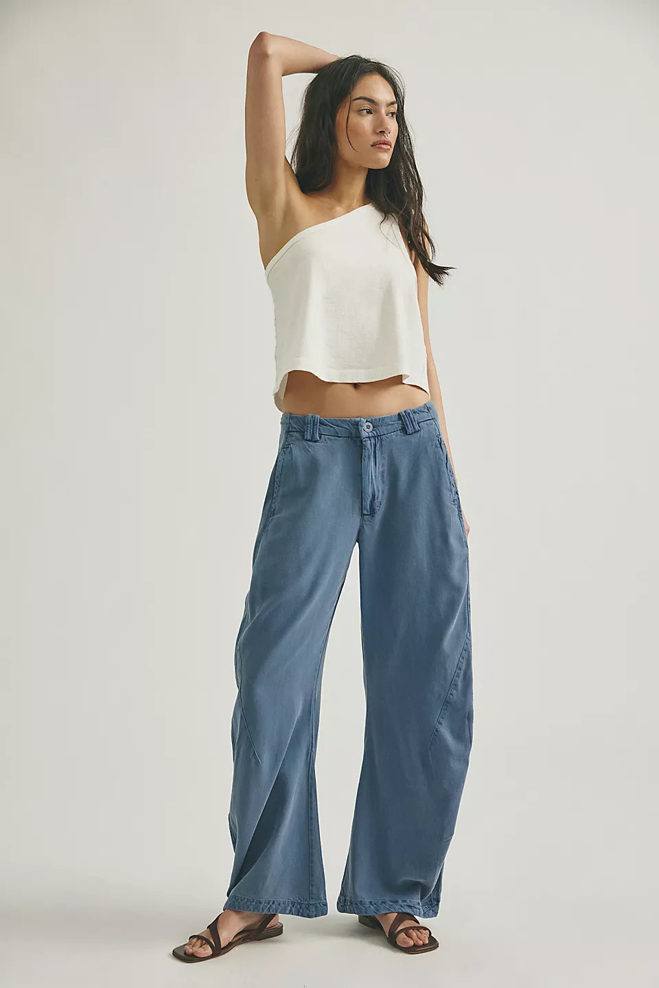 FREE PEOPLE SPOTLIGHT WASHED TROUSER - FLINTSTONE