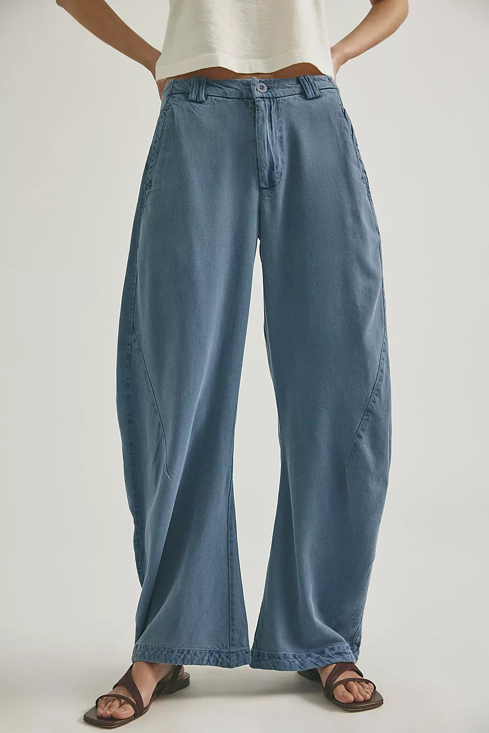 FREE PEOPLE SPOTLIGHT WASHED TROUSER - FLINTSTONE