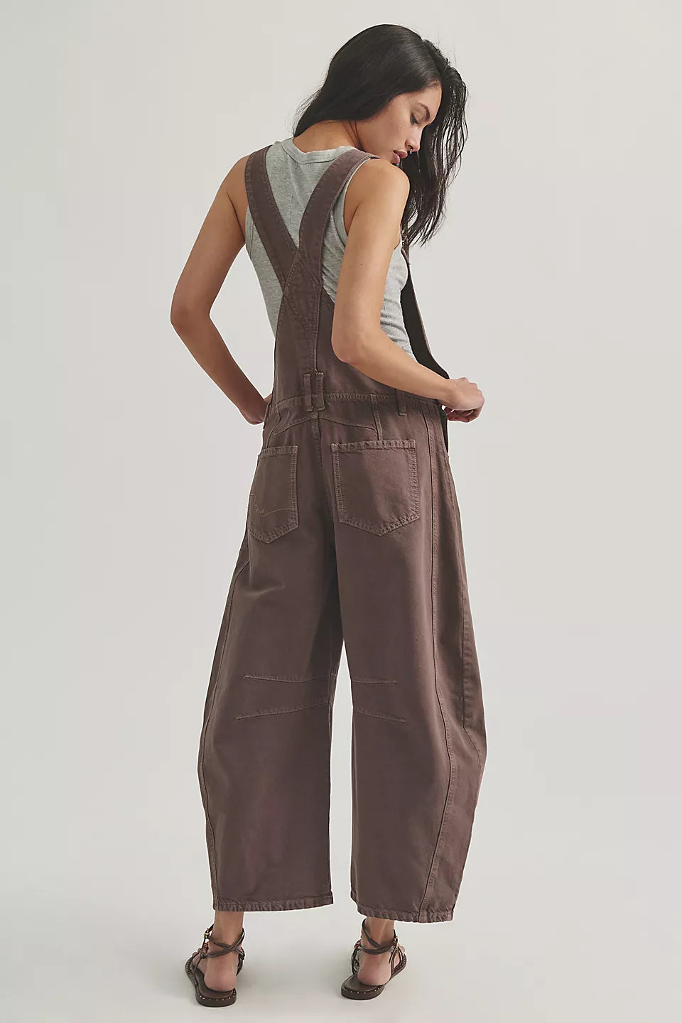 FREE PEOPLE GOOD LUCK OVERALLS - CHOCOLATE MOUSSE