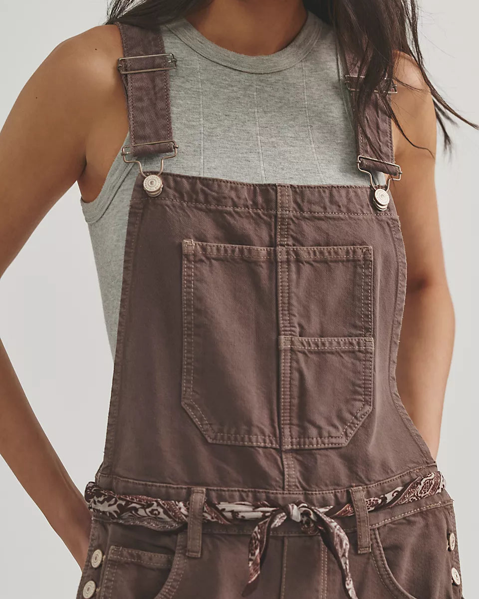 FREE PEOPLE GOOD LUCK OVERALLS - CHOCOLATE MOUSSE
