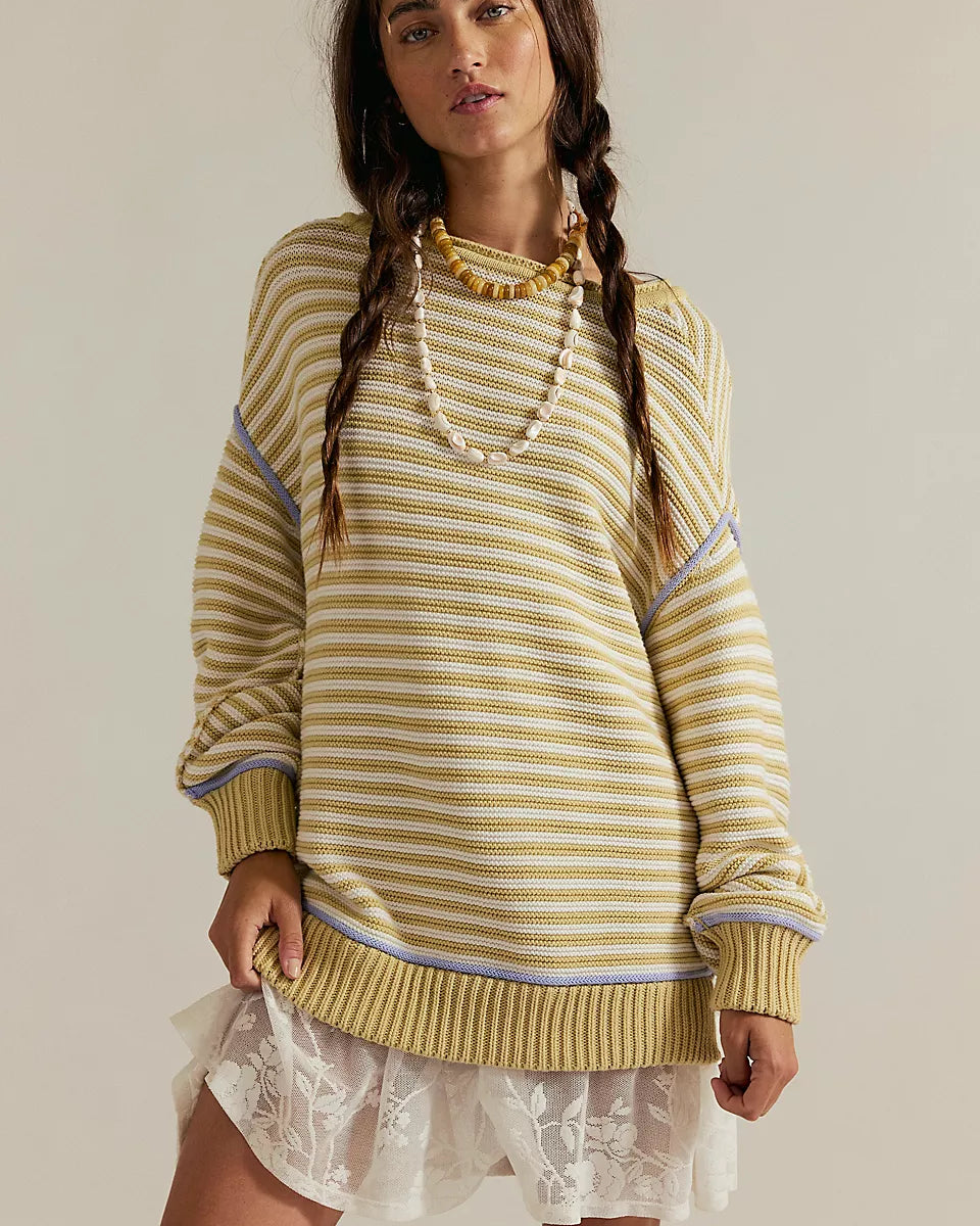 FREE PEOPLE ASHER PULLOVER - SAND COMBO