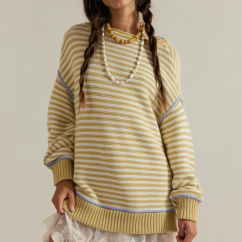 FREE PEOPLE ASHER PULLOVER - SAND COMBO
