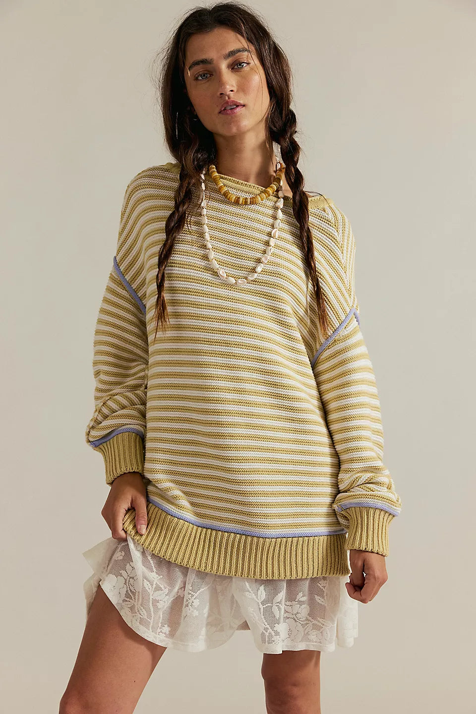 FREE PEOPLE ASHER PULLOVER - SAND COMBO