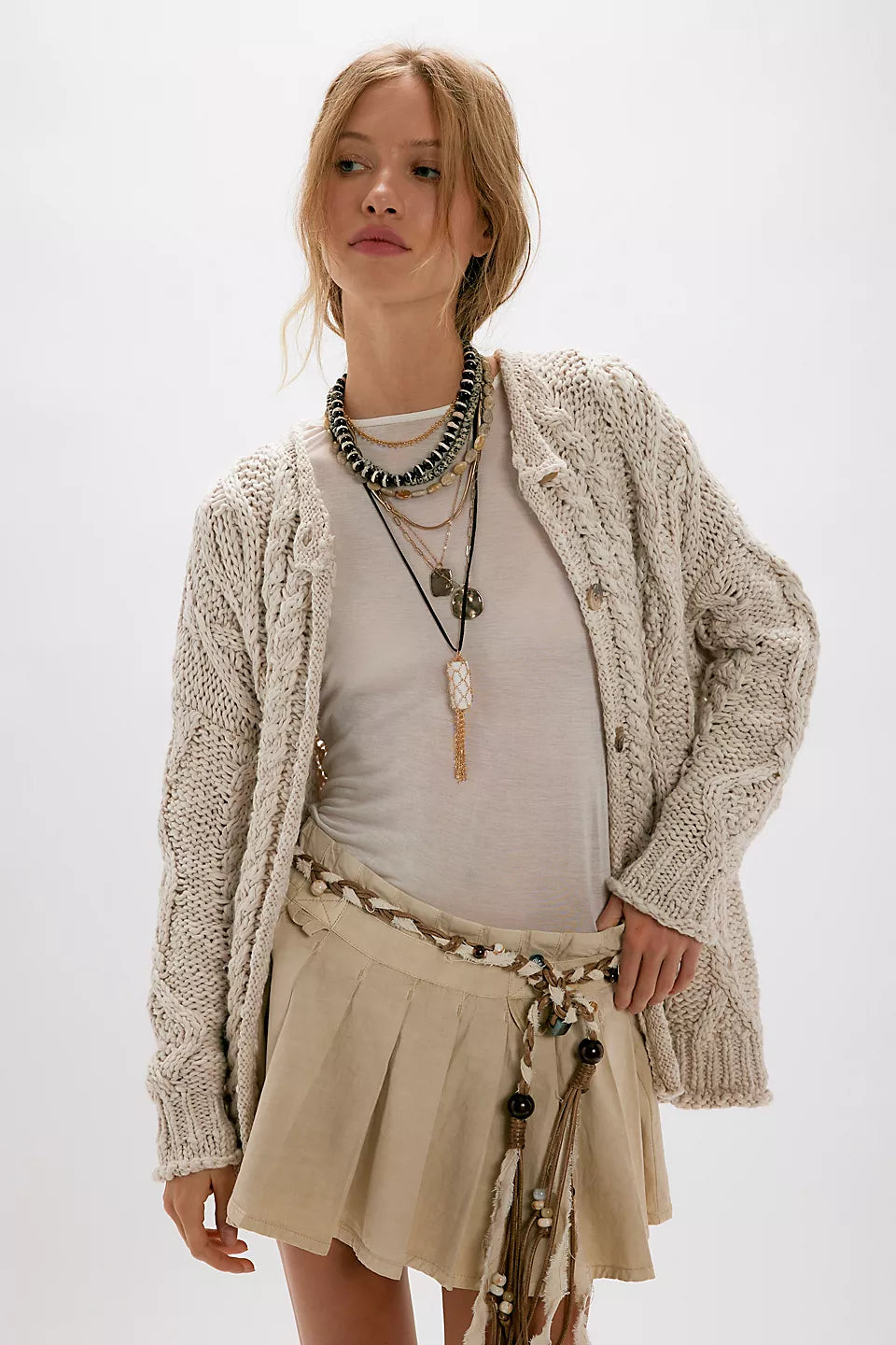FREE PEOPLE OPAL CARDIGAN - TEA