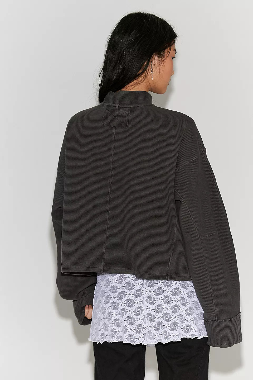 FREE PEOPLE CELESTE QUARTERZIP PULLOVER - BLACK