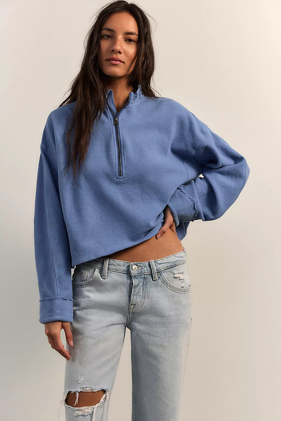 FREE PEOPLE CELESTE QUARTERZIP PULLOVER