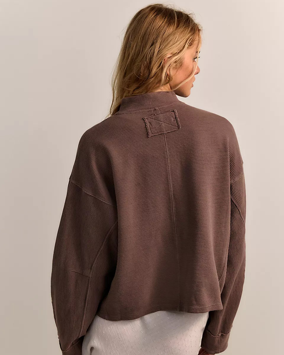 FREE PEOPLE CELESTE QUARTERZIP PULLOVER - MOCHACHINNO