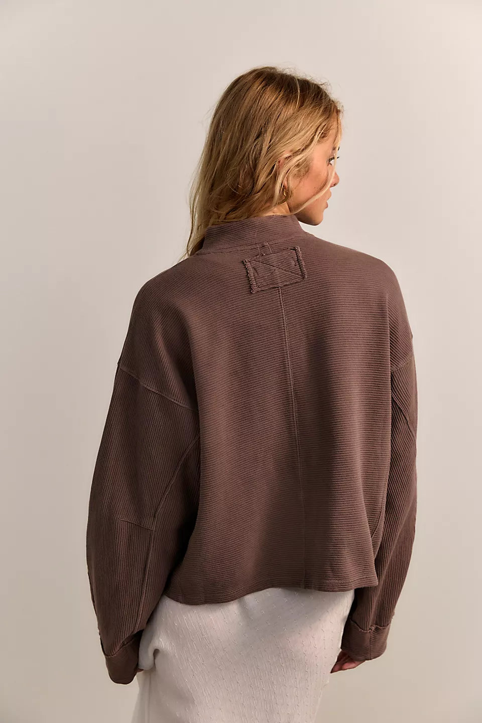 FREE PEOPLE CELESTE QUARTERZIP PULLOVER - MOCHACHINNO