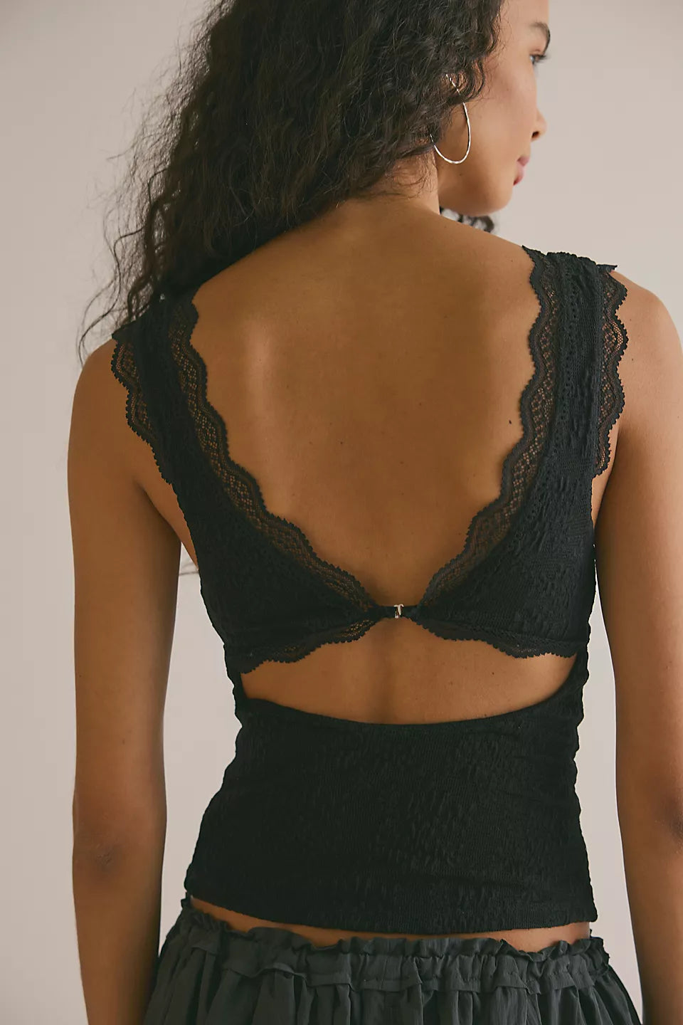 FREE PEOPLE LOVED YOU FIRST LACE TOP - BLACK