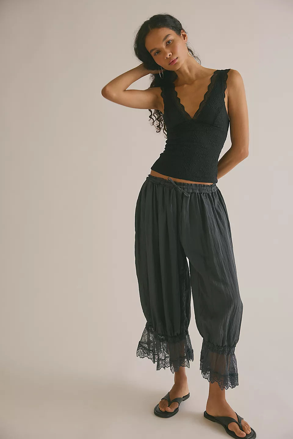 FREE PEOPLE LOVED YOU FIRST LACE TOP - BLACK