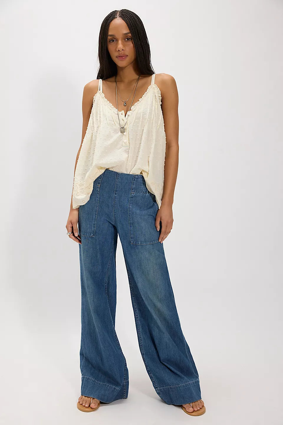 FREE PEOPLE BREEZY DENIM PULL ON - COBALT