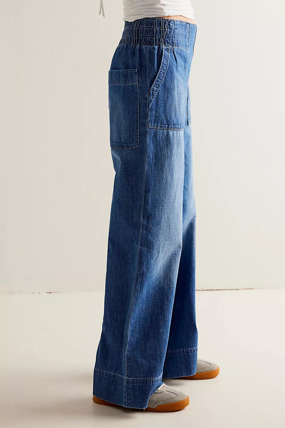 FREE PEOPLE BREEZY DENIM PULL ON - COBALT