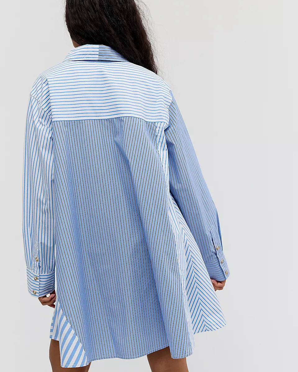 FREE PEOPLE OXFORD CLUB MINI DRESS - CORNFLOWER COMBO