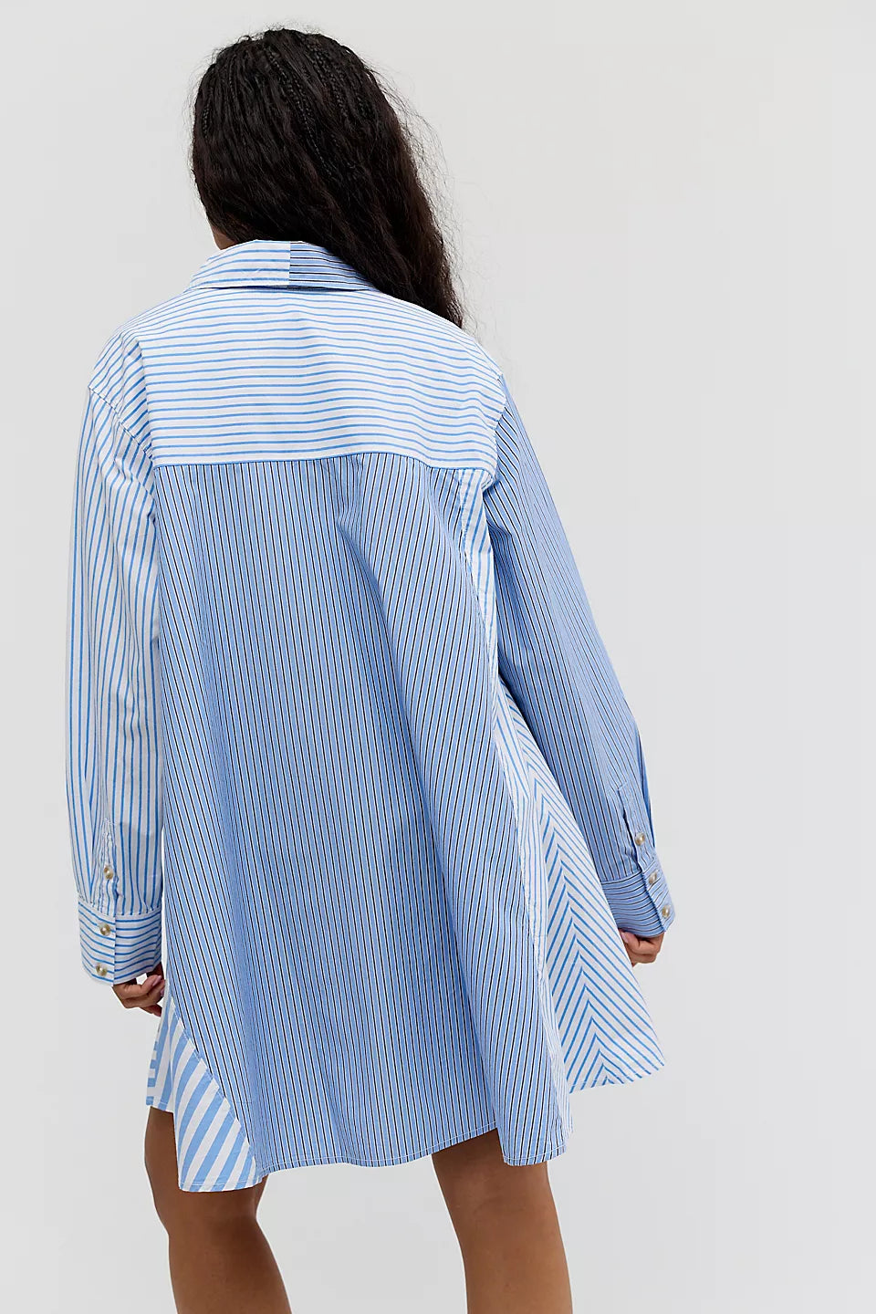 FREE PEOPLE OXFORD CLUB MINI DRESS - CORNFLOWER COMBO