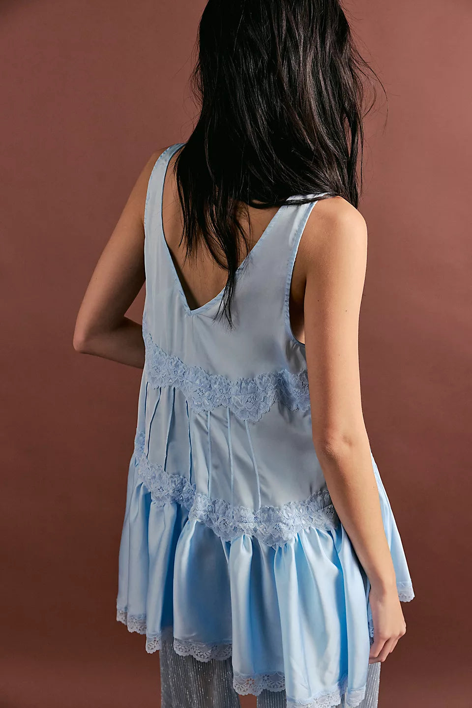 FREE PEOPLE IN THIS GROOVE SLIP DRESS - DEW SHINE