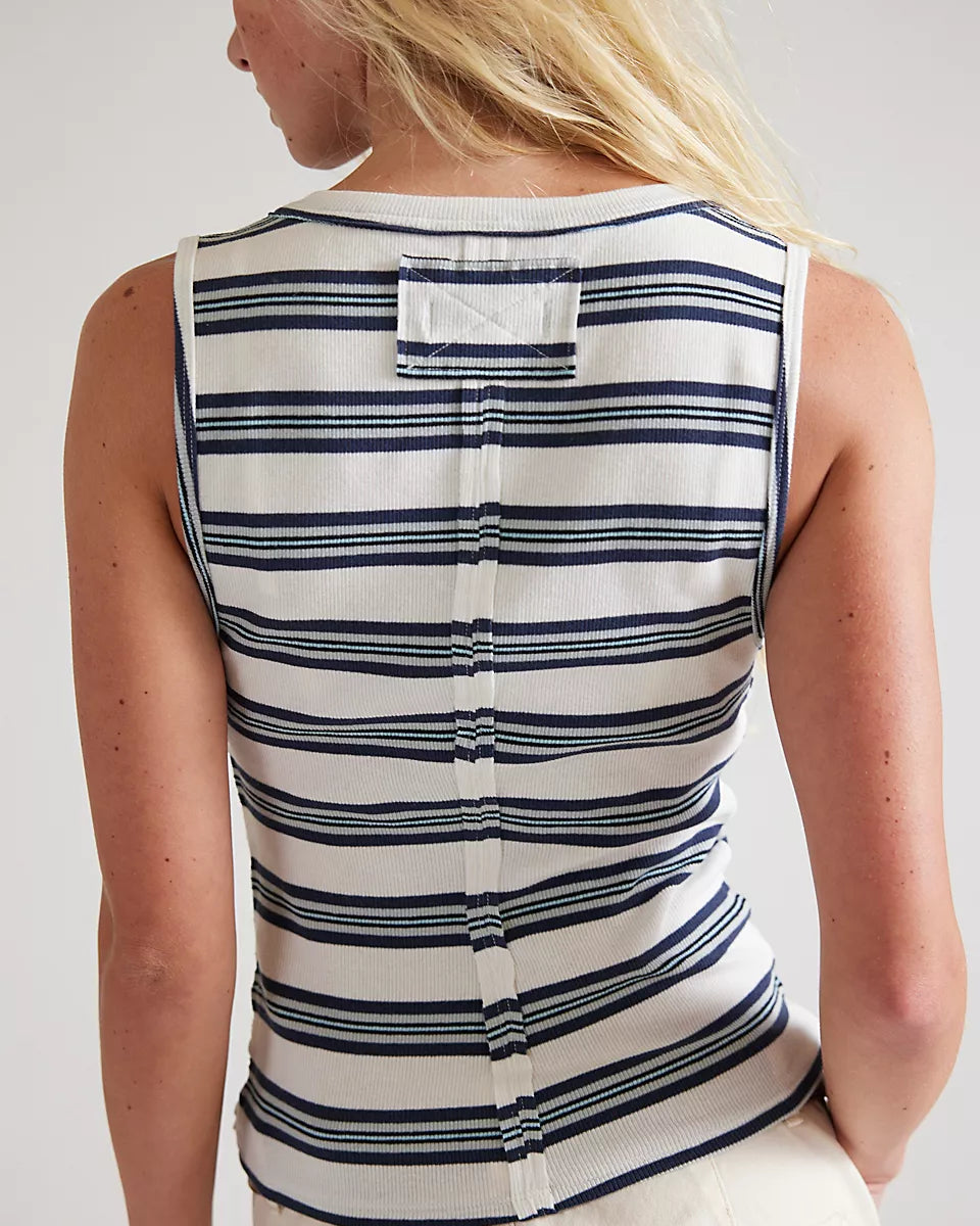 FREE PEOPLE JAMIE STRIPE HENLEY TANK - WHITE COMBO