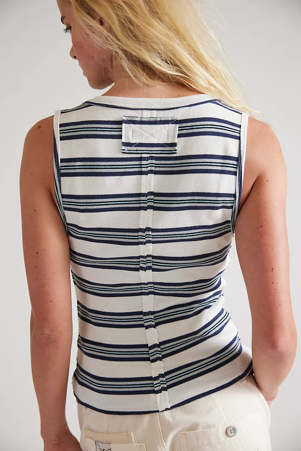 FREE PEOPLE JAMIE STRIPE HENLEY TANK - WHITE COMBO