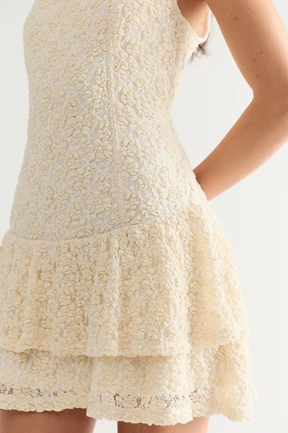 FREE PEOPLE SLOW BURN MINI DRESS - NATURAL COMBO