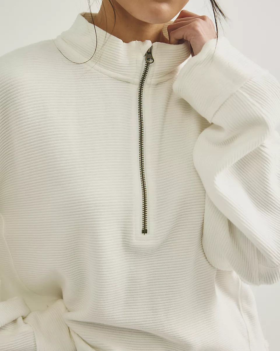 FREE PEOPLE CELESTE QUARTERZIP PULLOVER - CLEAN IVORY
