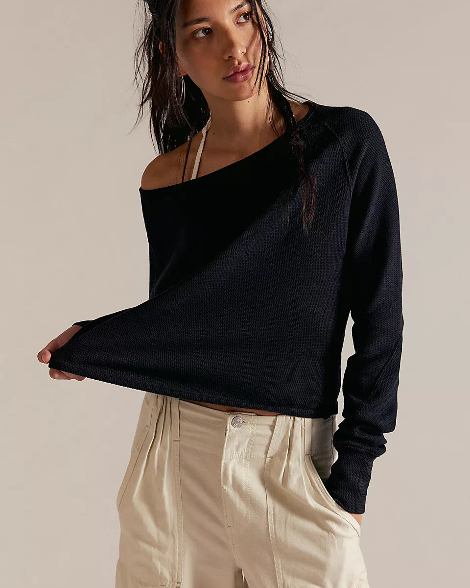 FREE PEOPLE JESS LONG SLEEVE - BLACK