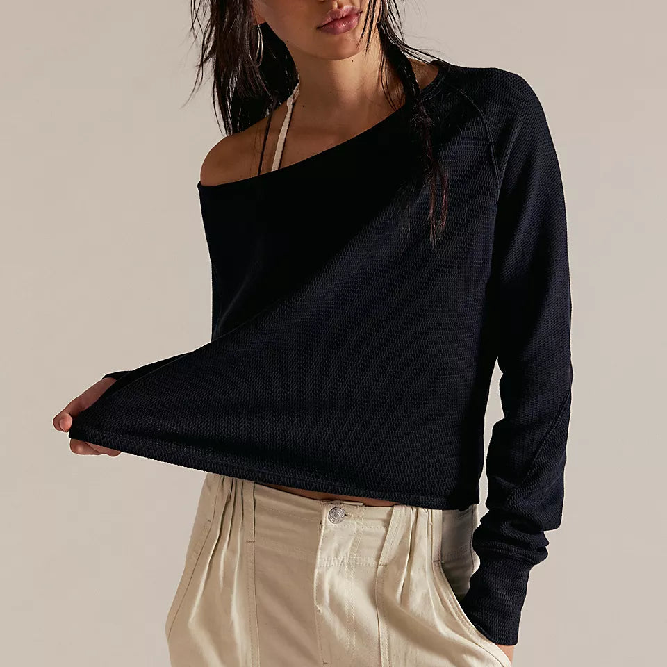 FREE PEOPLE JESS LONG SLEEVE - BLACK