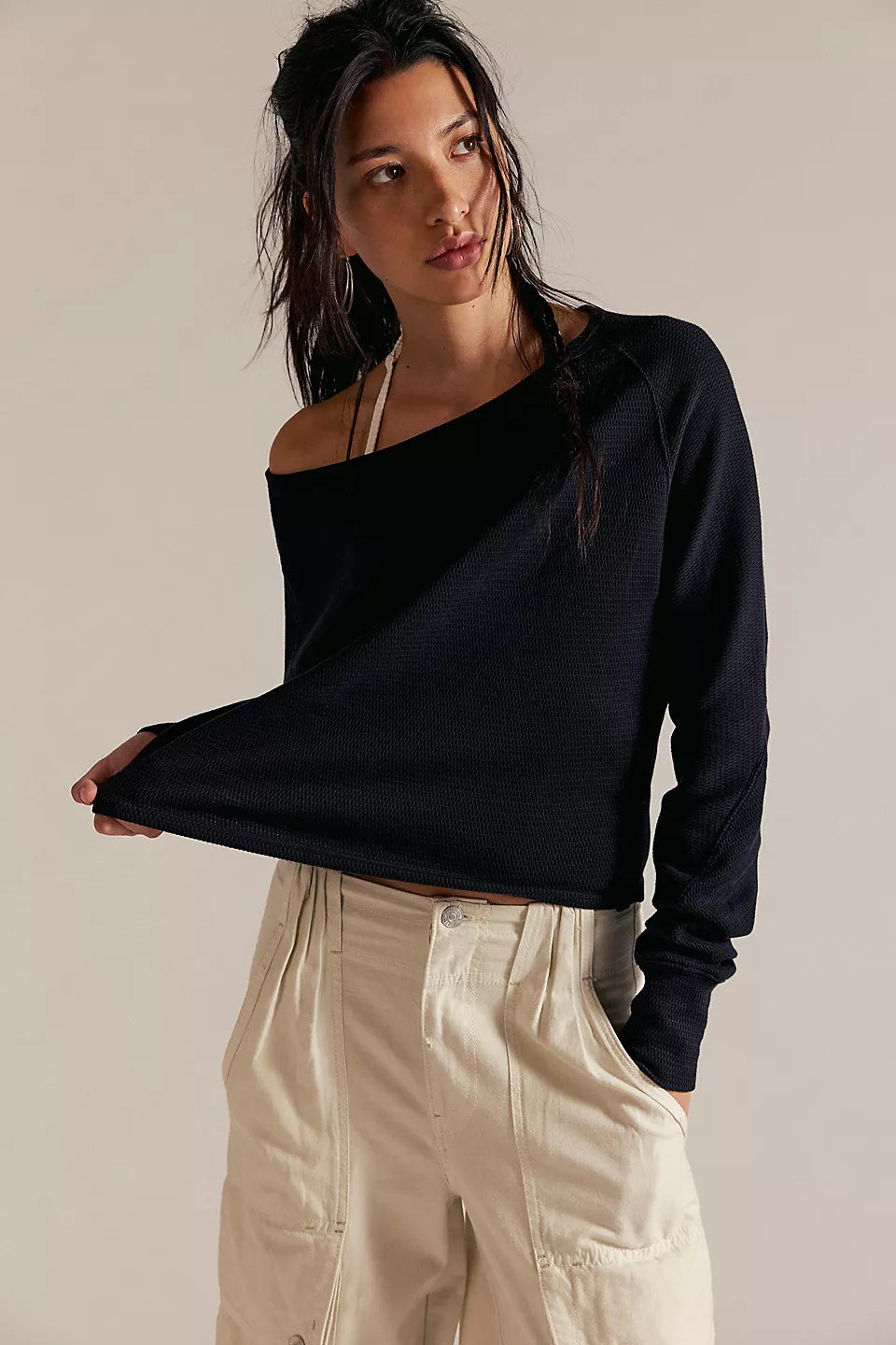 FREE PEOPLE JESS LONG SLEEVE - BLACK