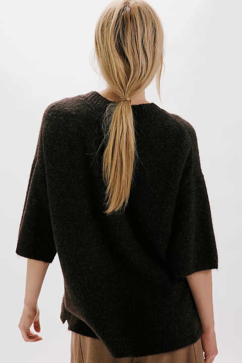 FREE PEOPLE MARGOT SWEATER TEE - BLACK