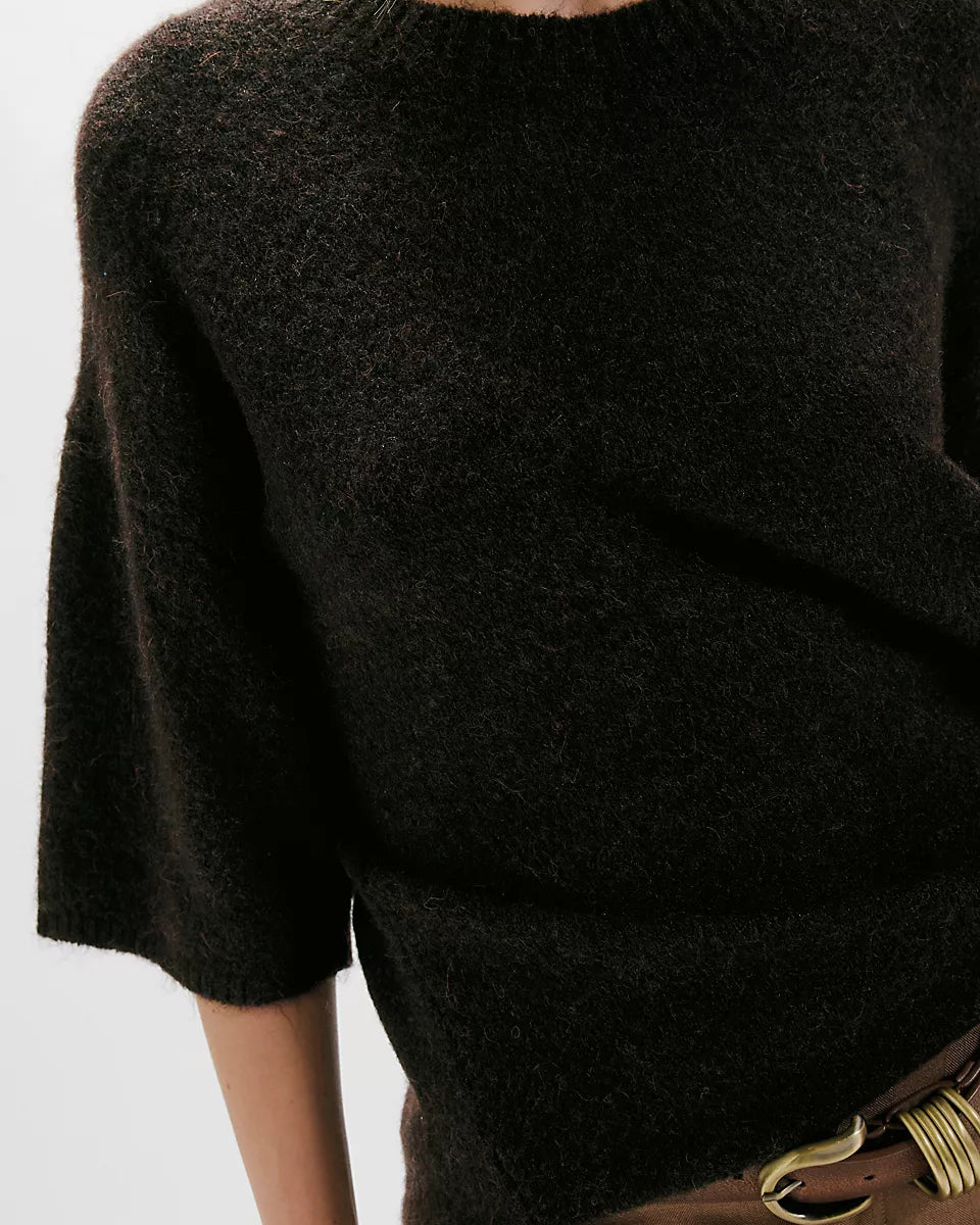 FREE PEOPLE MARGOT SWEATER TEE - BLACK