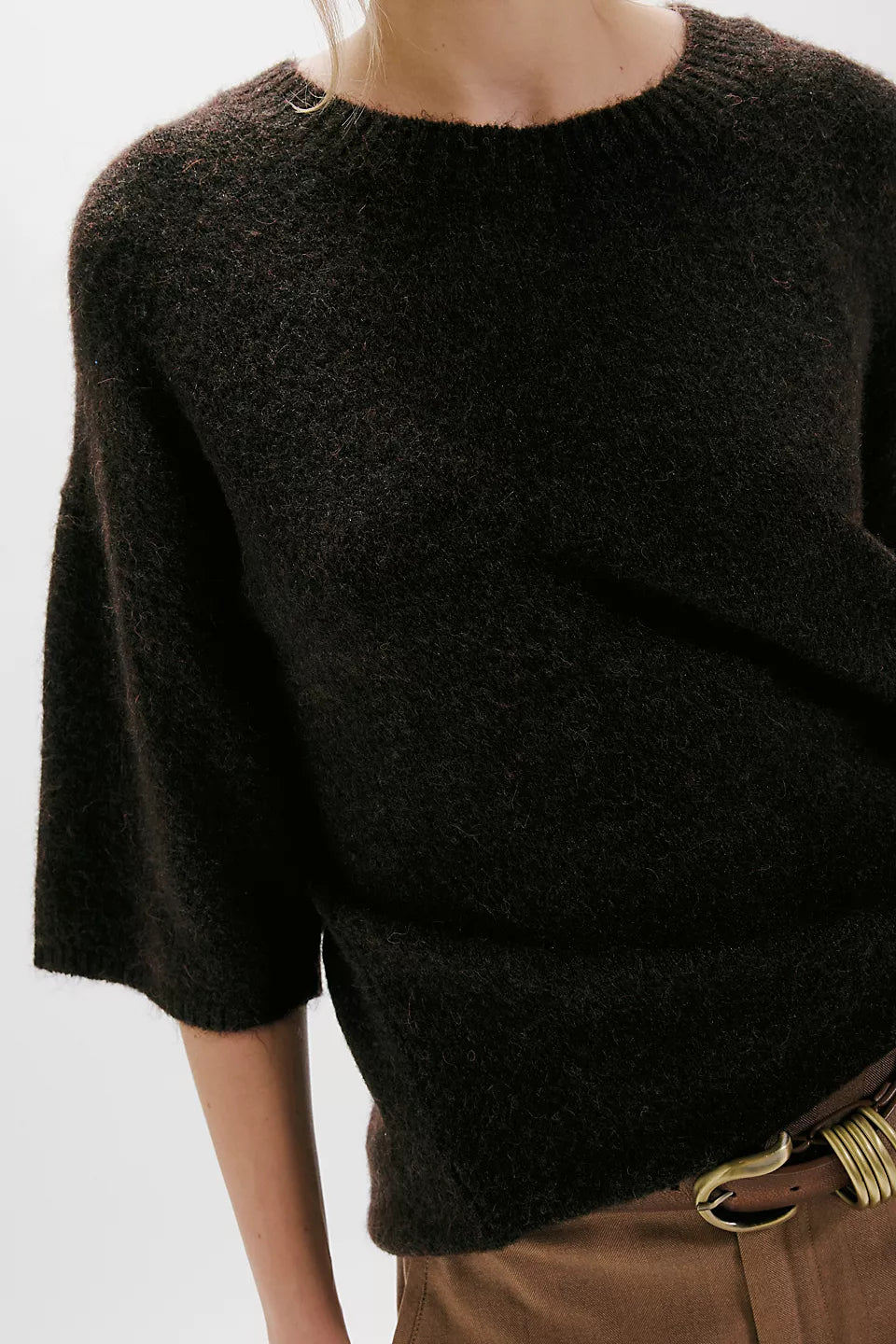 FREE PEOPLE MARGOT SWEATER TEE - BLACK