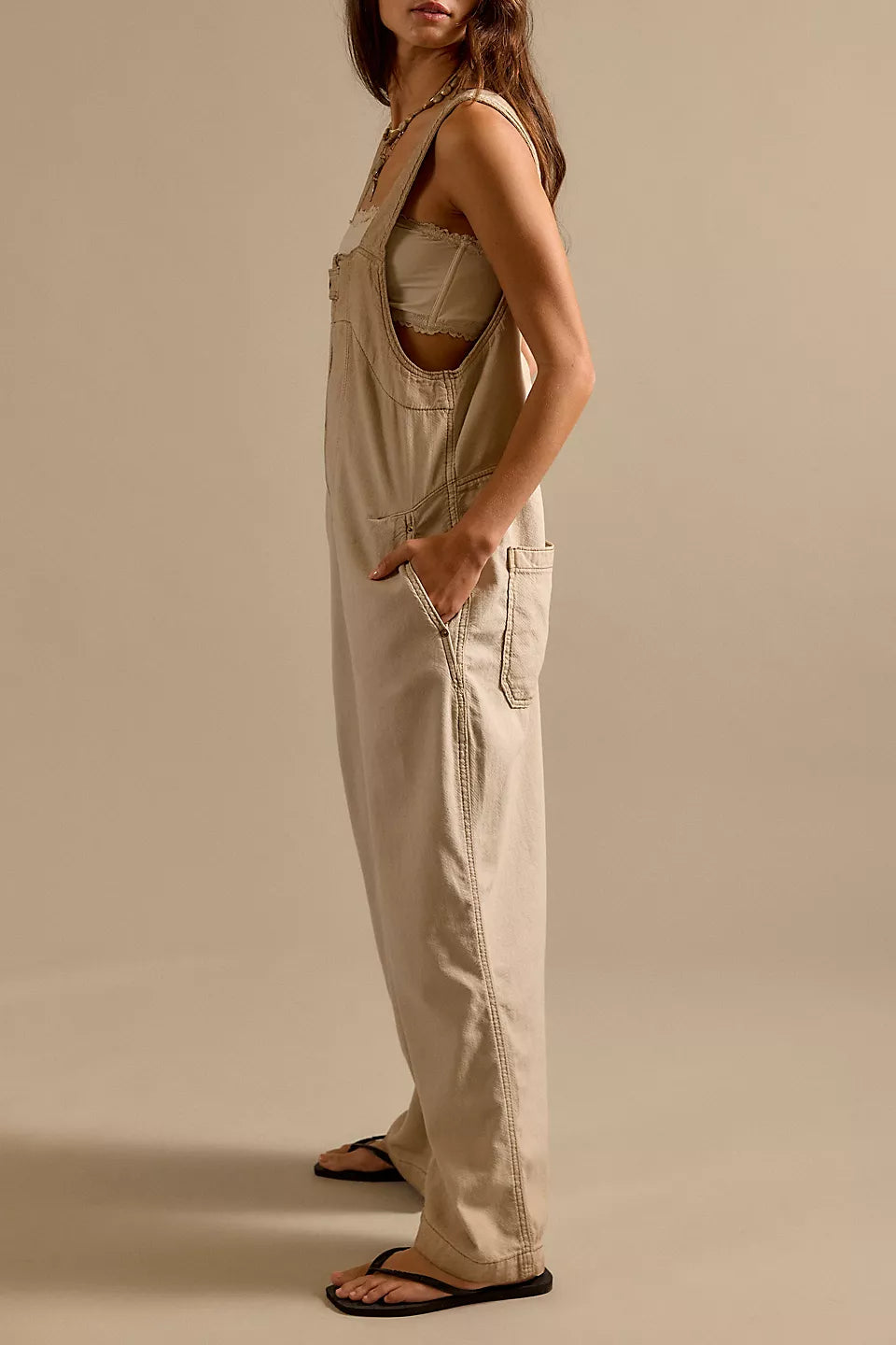 FREE PEOPLE JUDE ONE PIECE COVERALLS - SANDY