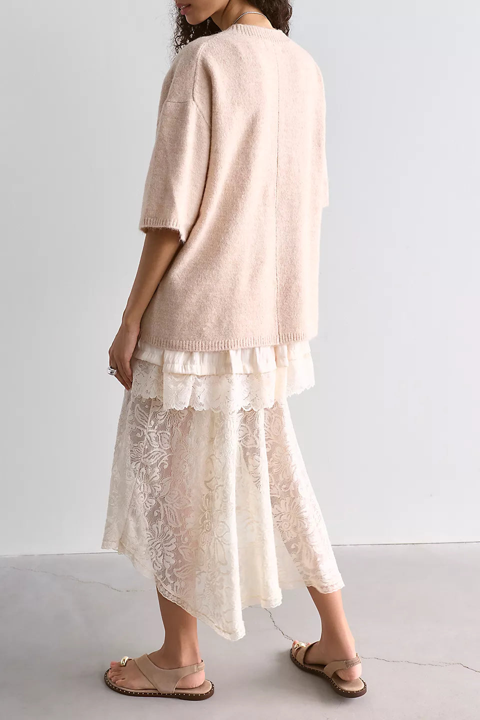 FREE PEOPLE MARGOT SWEATER TEE - PEARL MELANGE