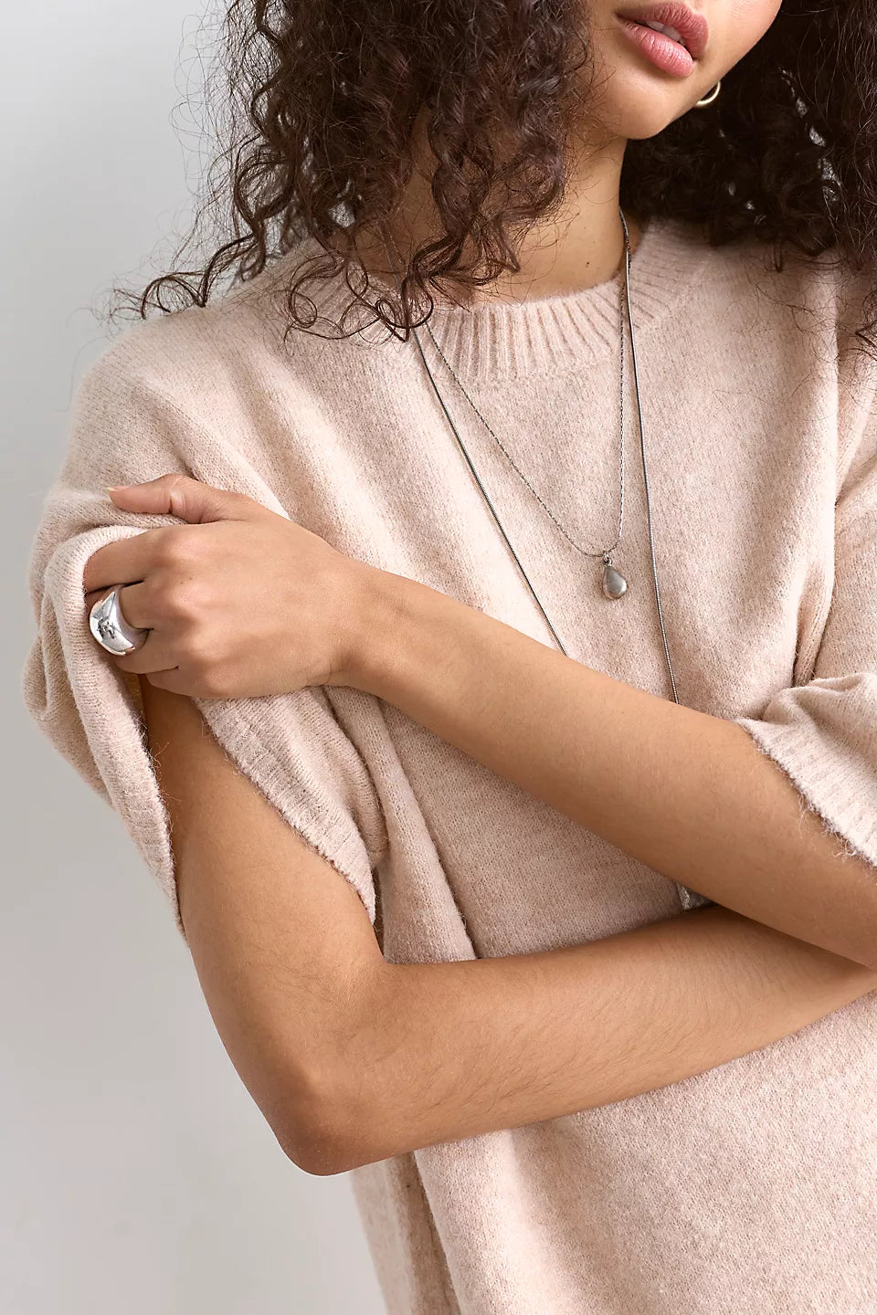 FREE PEOPLE MARGOT SWEATER TEE - PEARL MELANGE