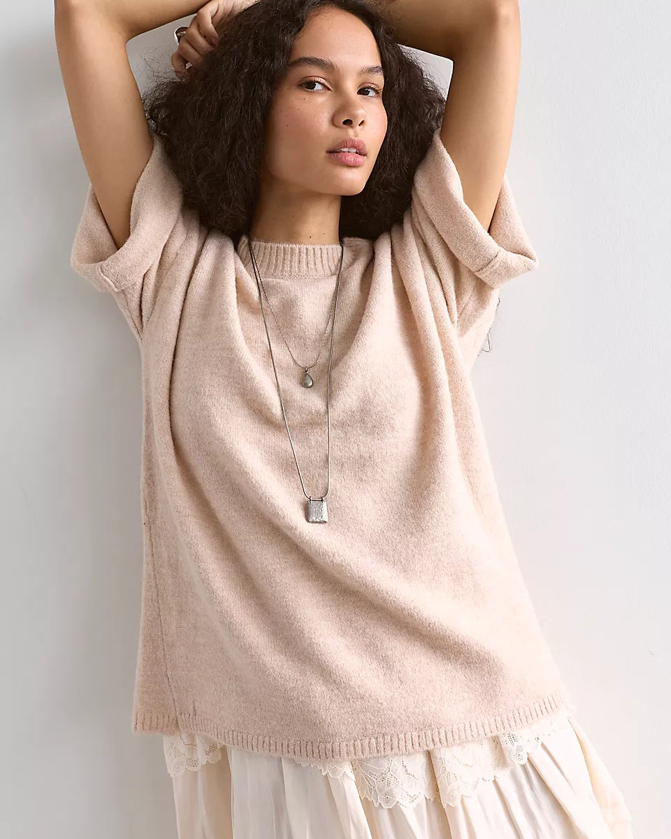 FREE PEOPLE MARGOT SWEATER TEE - PEARL MELANGE
