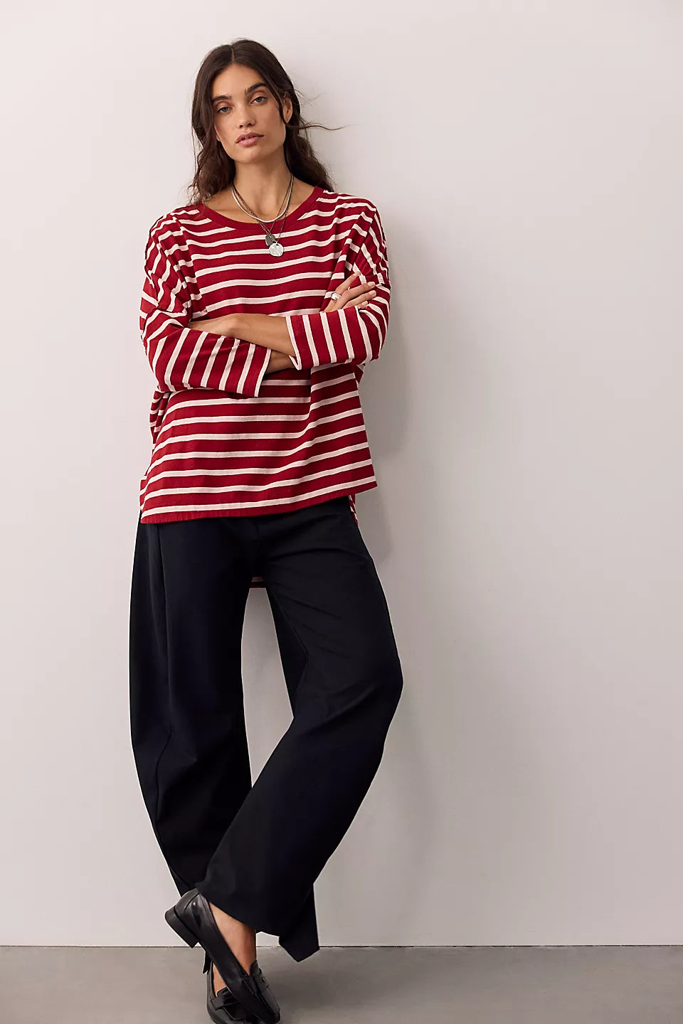 FREE PEOPLE 2 SENSE LS TEE - BERRY COMBO