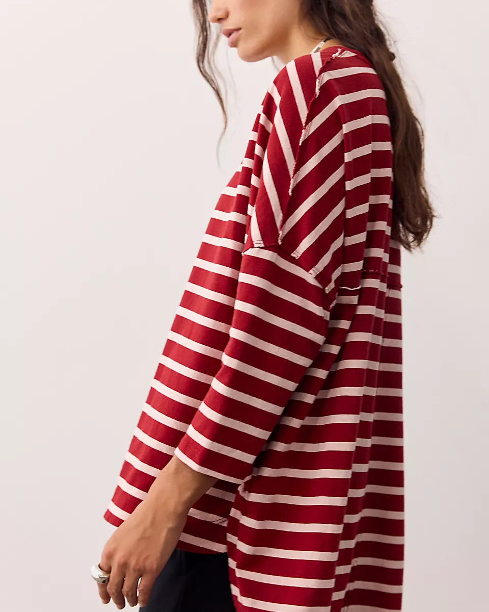 FREE PEOPLE 2 SENSE LS TEE - BERRY COMBO