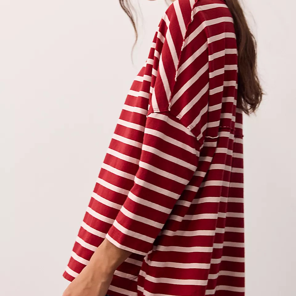 FREE PEOPLE 2 SENSE LS TEE - BERRY COMBO
