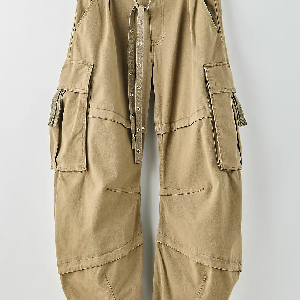 FREE PEOPLE REEF CURVED CARGO TWILL PANT - ALOE