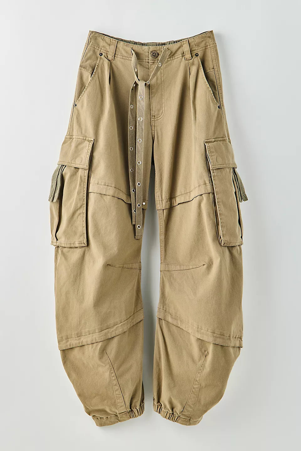FREE PEOPLE REEF CURVED CARGO TWILL PANT - ALOE