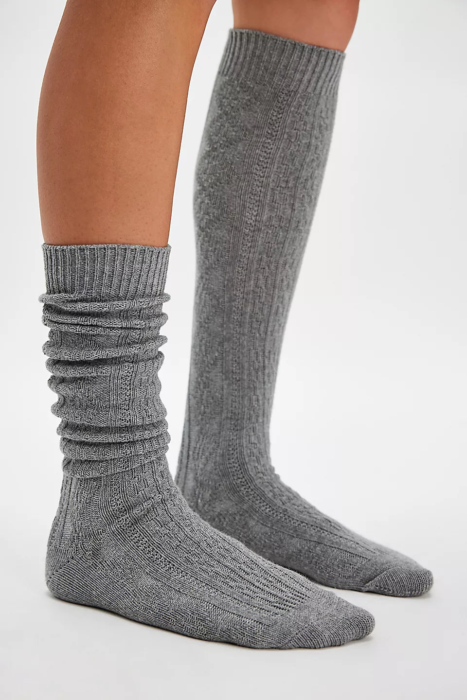 FREE PEOPLE ESSENTIAL KNEE HIGH SOCK - GREY