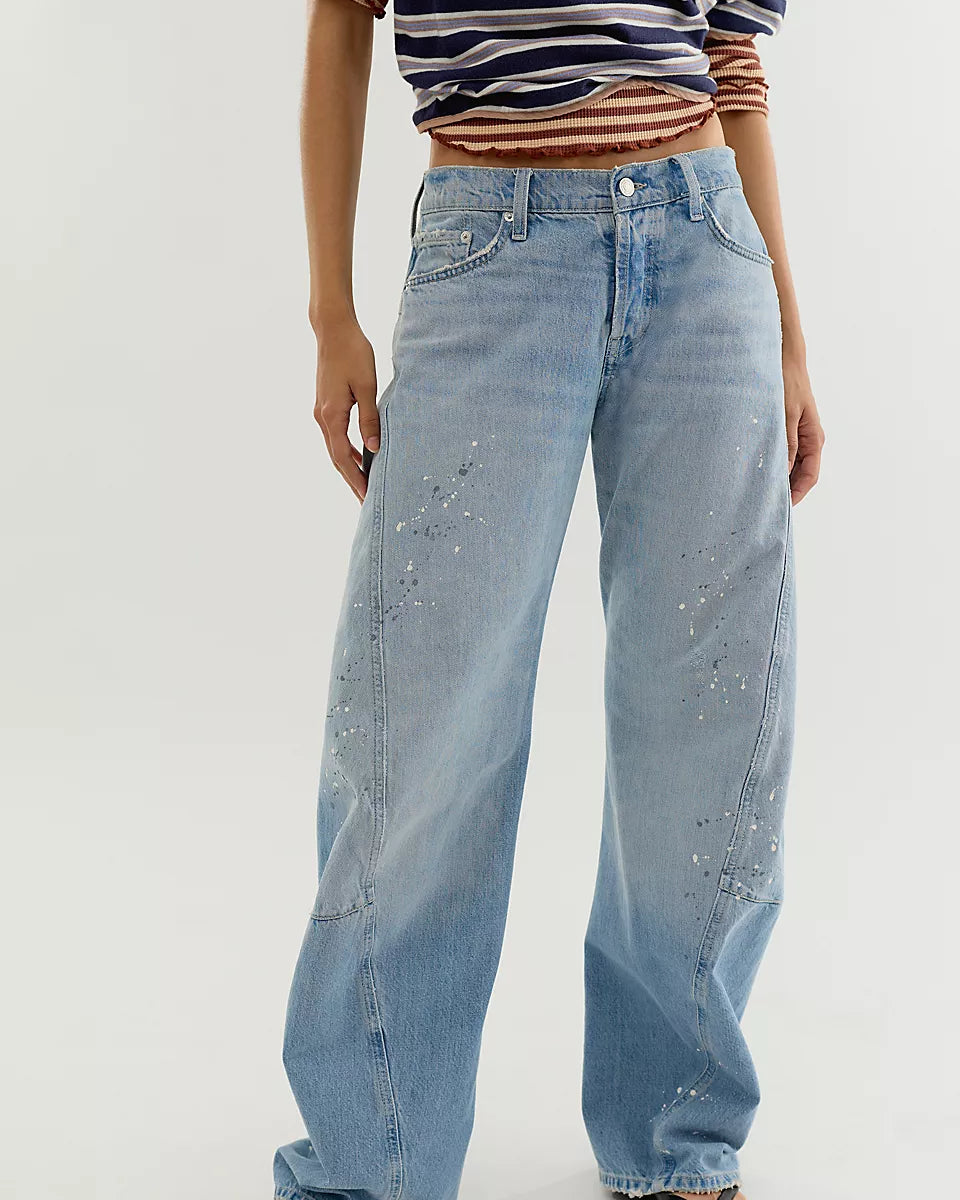 FREE PEOPLE FABLE LOW RISE TWISTED BOWED JEANS - ART SCHOOL