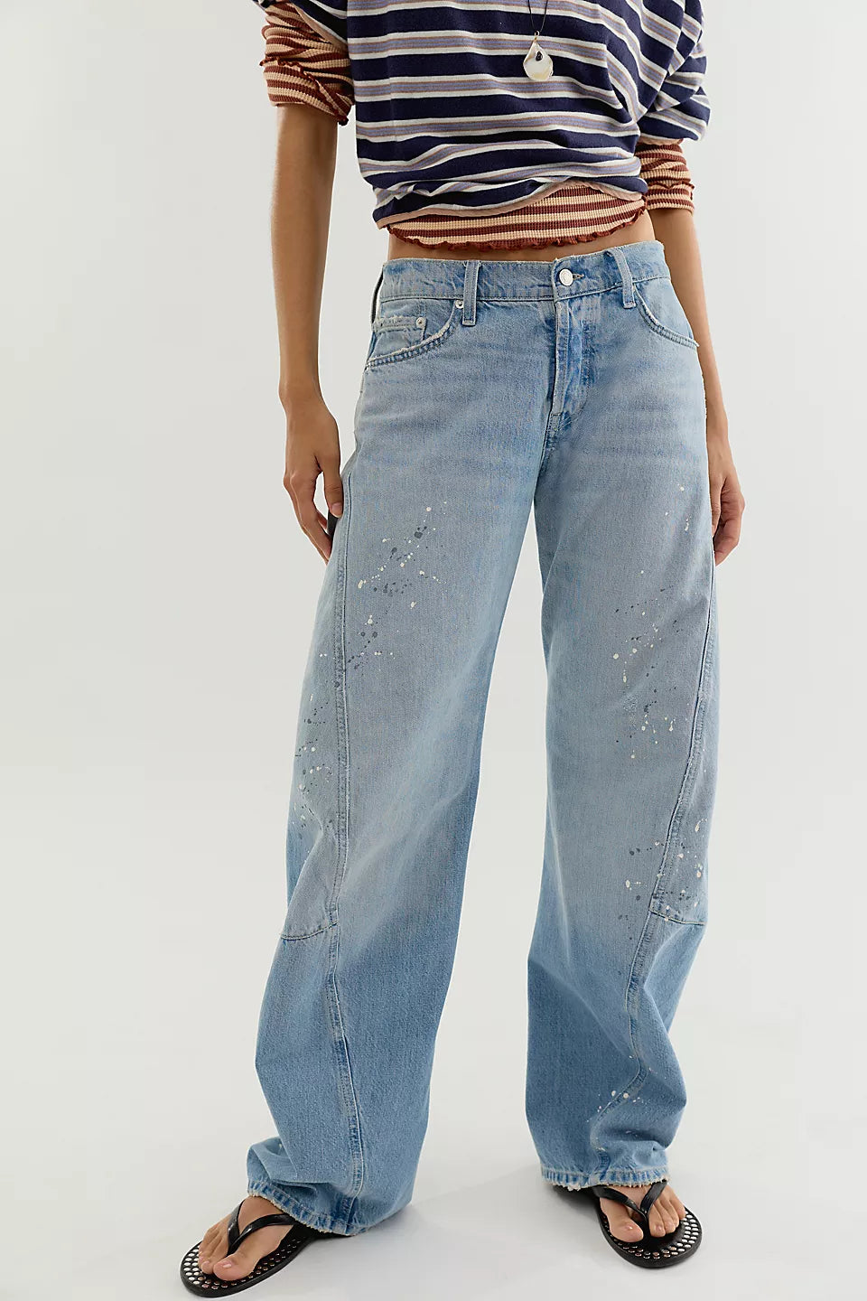 FREE PEOPLE FABLE LOW RISE TWISTED BOWED JEANS - ART SCHOOL