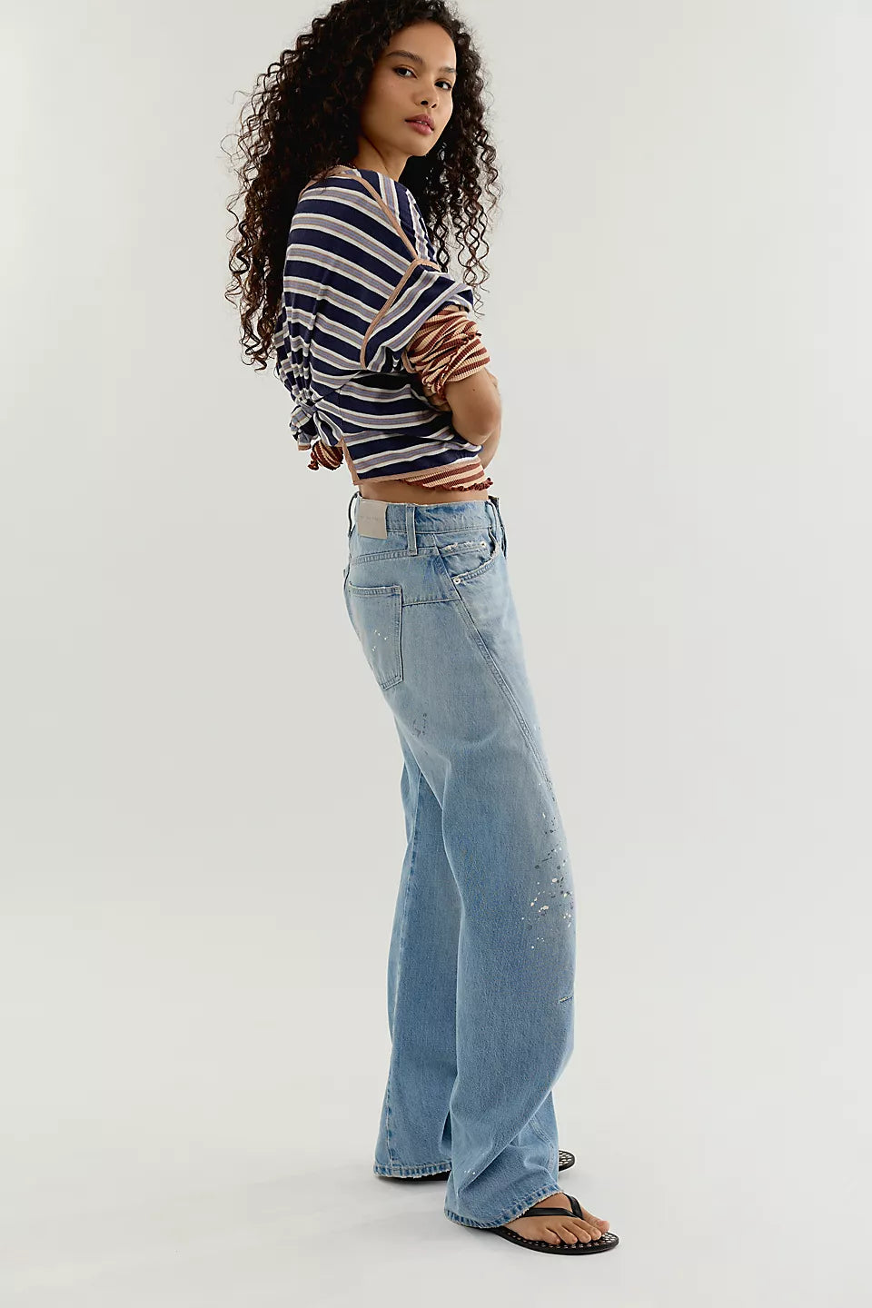 FREE PEOPLE FABLE LOW RISE TWISTED BOWED JEANS - ART SCHOOL